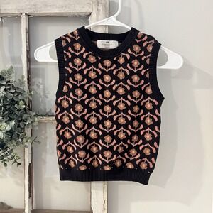 H&M‎ Jacquard-knit Floral sweater vest School Girls Size  6-7